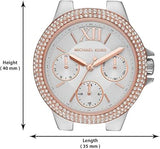 Michael Kors Camille Multifunction White Dial Two Tone Steel Strap Watch For Women - MK6846