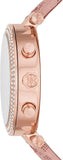 Michael Kors Parker Chronograph White Dial Pink Leather Strap Watch For Women - MK6935