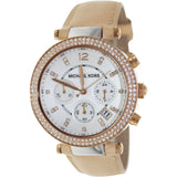 Michael Kors Parker Chronograph White Dial Tan Leather Strap Watch for Women - MK5633