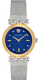 Versace Meander Blue Dial Silver Mesh Bracelet Watch for Women - VELW00520