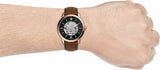 Fossil Neutra Automatic Skeleton Black Dial Brown Leather Strap Watch for Men - ME3195