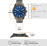 Fossil Brox Multifunction Blue Dial Grey Steel Strap Watch for Men - BQ2798