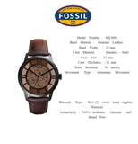 Fossil Townsman Automatic Skeleton Brown Dial Brown Leather Strap Watch for Men - ME3098