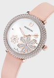 Swarovski Crystal Frost White Dial Pink Leather Strap Watch for Women - 5519223