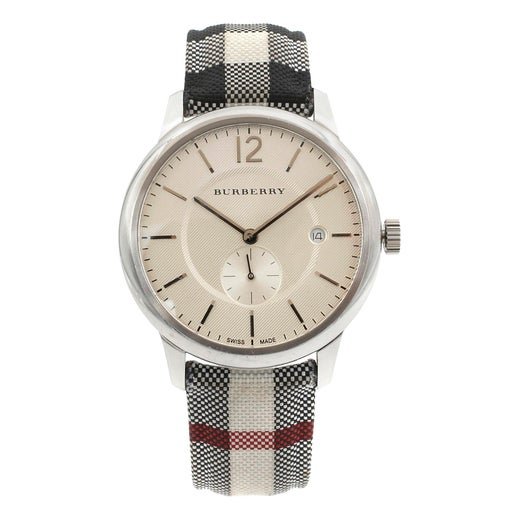 Burberry The Classic Horseferry Silver Dial Black Leather Strap