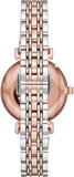 Emporio Armani Gianni T Bar Quartz White Dial Two Tone Steel Strap Watch For Women - AR80035
