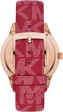 Michael Kors Runway Three-Hand Quartz Red Dial Red Leather Strap Watch For Women - MK7179