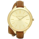 Michael Kors Runway Gold Dial Brown Leather Strap Watch For Women - MK2256