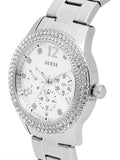 Guess Bedazzle Diamonds Silver Dial Silver Steel Strap Watch For Women - W1097L1