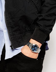 Emporio Armani Valente Chronograph Blue Dial Silver Steel Strap Watch For Men - AR1789