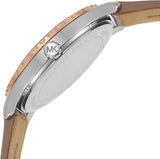 Michael Kors Layton Mother of Pearl White Dial Brown Leather Strap Watch For Women - MK2910