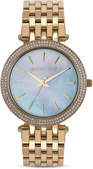 Michael Kors Darci Analog Mother of Pearl Green Dial Gold Steel Strap Watch For Women - MK3498