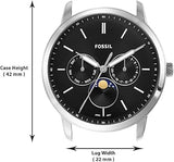 Fossil Neutra Minimalist Moonphase Black Dial Black Leather Strap Watch for Men - FS5904