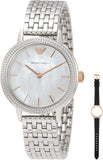 Emporio Armani Interchangeable Analog Mother of Pearl Dial Silver Steel Strap Watch For Women - AR80020