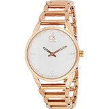 Calvin Klein Stately White Dial Gold Steel Strap Watch for Women - K3G2362W