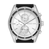 Michael Kors Hadyn Chronograph Silver Dial Black Rubber Strap Watch for Women - MK7486