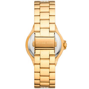 Michael Kors Lennox Three Hand Silver Dial Gold Steel Strap Watch For Women - MK7391