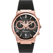 Salvatore Ferragamo Sapphire Chrono Black Dial Black Rubber Strap Watch for Men - SFME00721
