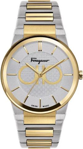 Salvatore Ferragamo Sapphire Silver Dial Two Tone Steel Strap