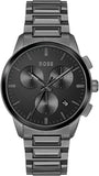 Hugo Boss Dapper Chronograph Black Dial Black Steel Strap Watch For Men - 1513929