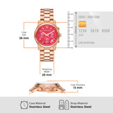 Michael Kors Runway Chronograph Pink Dial Rose Gold Steel Strap Watch For Women - MK7352