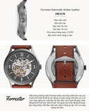 Fossil Forrester Automatic Skeleton Grey Dial Brown Leather Strap Watch for Men - ME3178