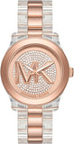 Michael Kors Runway Analog Crystals Rose Gold Dial Two Tone Steel Strap Watch for Women - MK7355