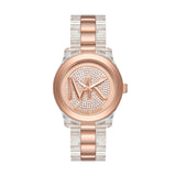 Michael Kors Runway Analog Crystals Rose Gold Dial Two Tone Steel Strap Watch for Women - MK7355