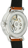 Fossil Boyfriend Automatic Skeleton Silver Dial Brown Leather Strap Watch for Women - ME3109