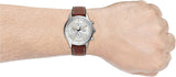 Fossil Retro Pilot Chronograph Silver Dial Brown Leather Strap Watch for Men - FS5809