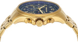 Michael Kors Pilot Quartz Blue Dial Gold Steel Strap Watch For Men - MK9125