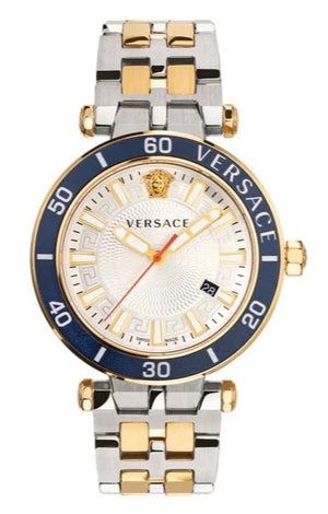 Versace Greca Sport Quartz White Dial Two Tone Steel Strap Watch For Men - VEZ300521