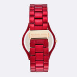 Michael Kors Slim Runway Red Dial Red Steel Strap Watch For Women - MK3895