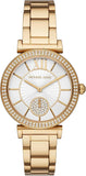 Michael Kors Abbey Three-Hand Analog White Dial Gold Steel Strap Watch for Women - MK4615