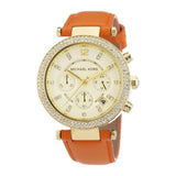 Michael Kors Parker Champagne Dial Orange Leather Strap Watch for Women - MK2279