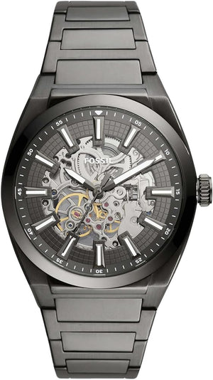 Fossil Everett Automatic Skeleton Grey Dial Grey Steel Strap Watch for Men - ME3206