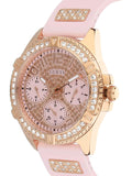 Guess Frontier Diamonds Rose Gold Dial Pink Rubber Strap Watch For Women - W1160L5