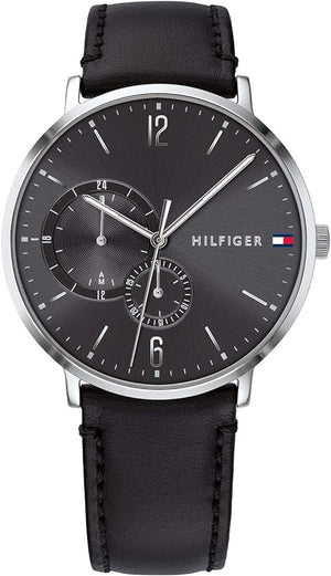 Tommy Hilfiger Brooklyn Black Dial Black Leather Strap Watch for Men - 1791509