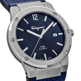 Salvatore Ferragamo F-80 Classic Blue Dial Blue Leather Strap Watch for Men - SFDT00319