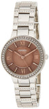 Fossil Virginia Taupe Dial Silver Steel Strap Watch for Women - ES4147