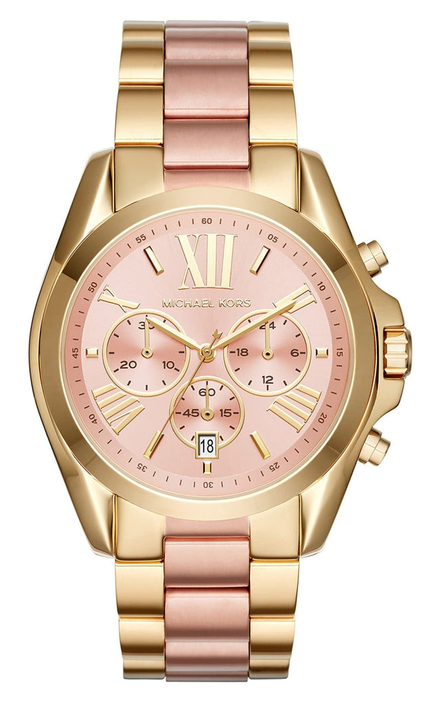 Michael Kors Bradshaw Gold Dial Two Tone Steel Strap Watch for Women