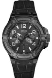 Guess Rigor Analog Black Dial Black Leather Strap Watch For Men - W0040G1