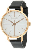 Calvin Klein Even White Dial Black Leather Strap Watch for Women - K7B236C6