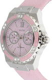 Guess Limelight Quartz Diamonds Pink Dial Pink Denim Strap Watch For Women - W0775l15