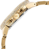 Michael Kors Camille Chronograph White Dial Gold Steel Strap Watch For Women - MK6994