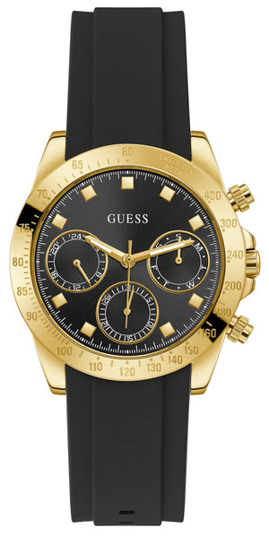 Guess Eclipse Multi Function Black Dial Black Rubber Strap Watch for Women - GW0315L1