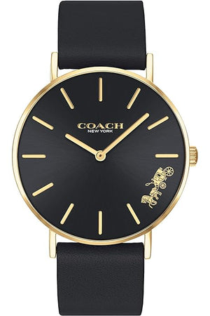 Coach Perry Black Dial Black Leather Strap Watch for Women - 14503333-C