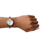 Fossil Georgia White Dial Brown Leather Strap Watch for Women - ES3060