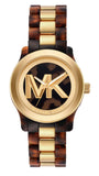 Michael Kors Runway Three-Hand Brown Dial Two Tone Steel Strap Watch for Women - MK7354