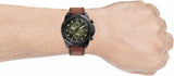 Fossil Bronson Chronograph Black Dial Brown Leather Strap Watch for Men - FS5856